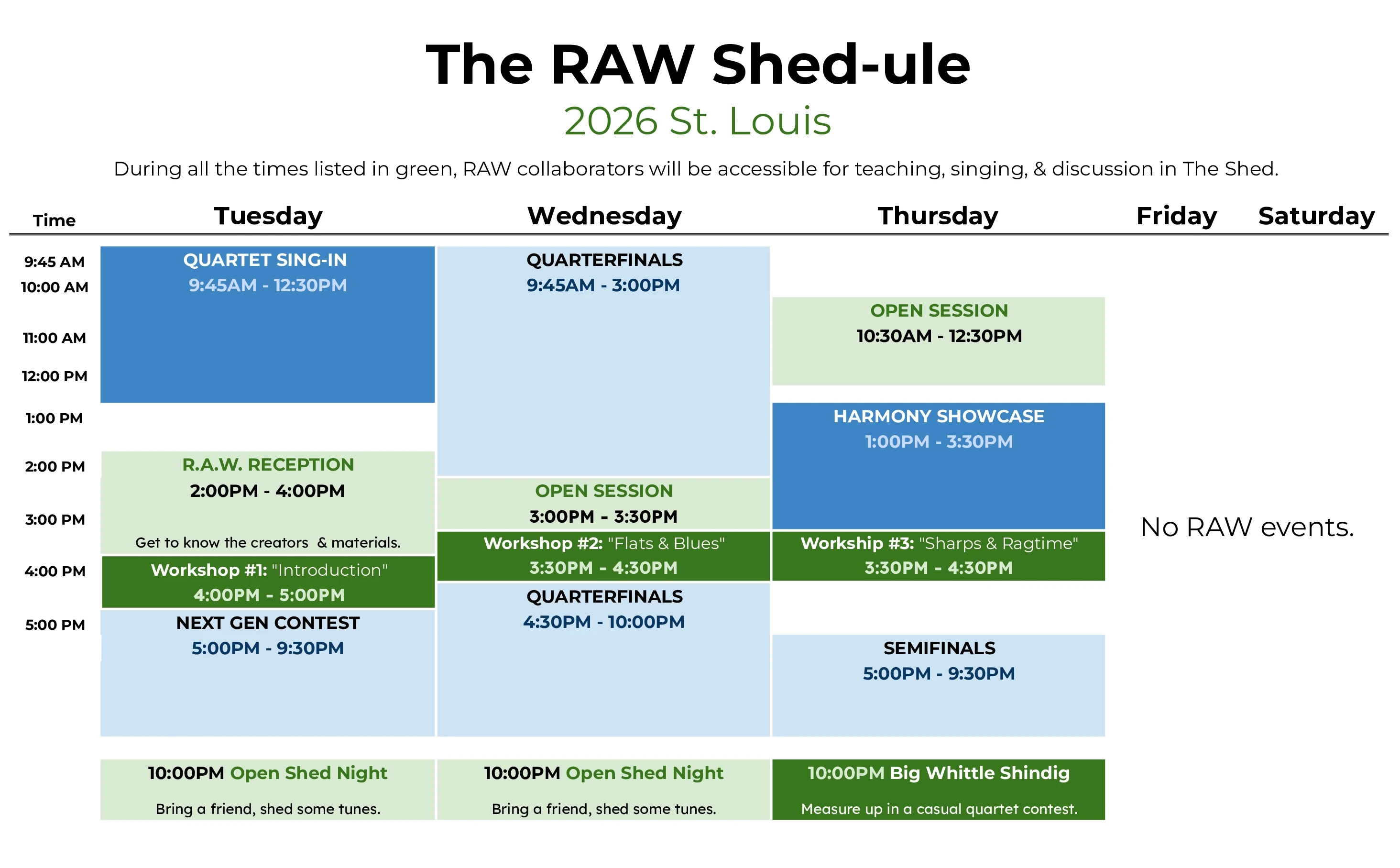 Schedule of events.